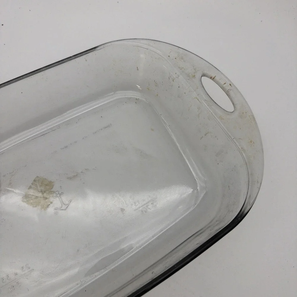 Vintage Fire King Anchor Hocking Casserole Dish Bakeware 4L Clear Glass 10